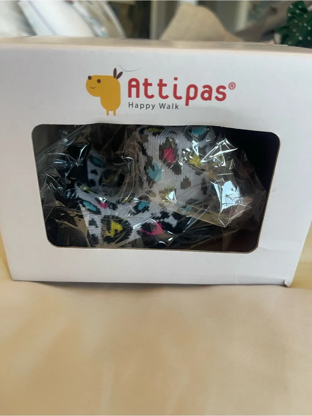 Attipas Happy Walk Kids Leopard Print Sock Shoes Made in‎ Japan NEW